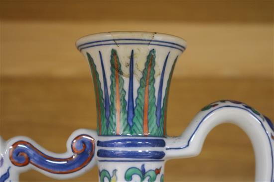 A Chinese doucai ewer and a blue and white vase